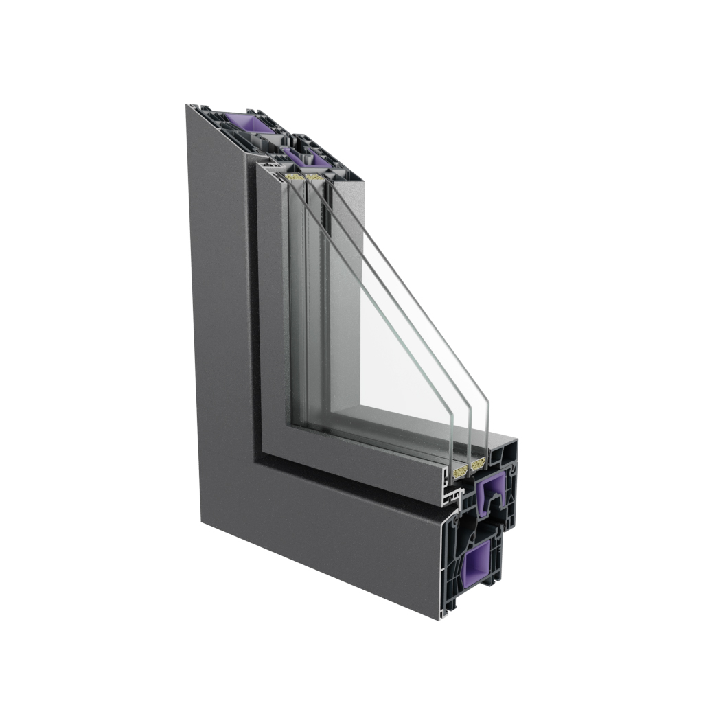 Sección del sistema híbrido H8 AluStyle con aluminio integrado en el exterior.