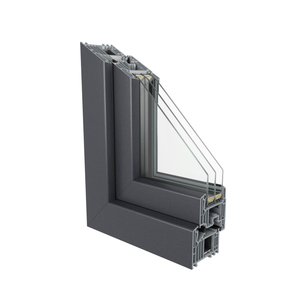 Sección del perfil de PVC Perfect Passive de 82 mm.